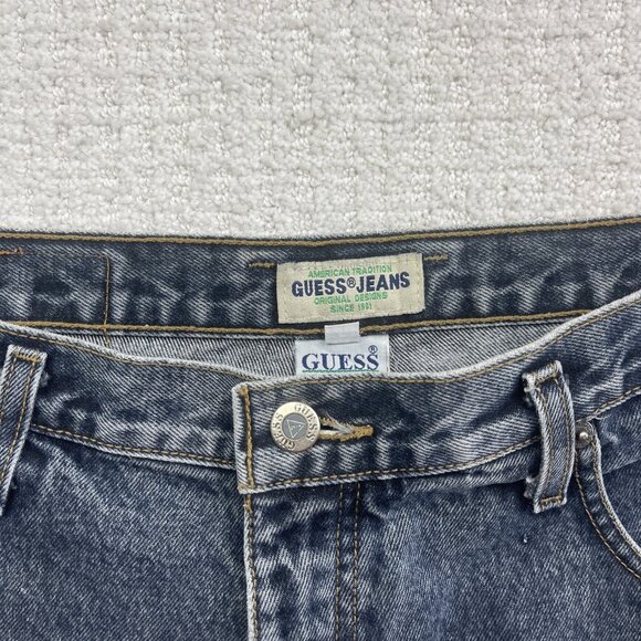 Vintage Guess Jeans USA Shorts Sz 36 Baggy Wide Leg Canada Made Skater Retro - Picture 2 of 12